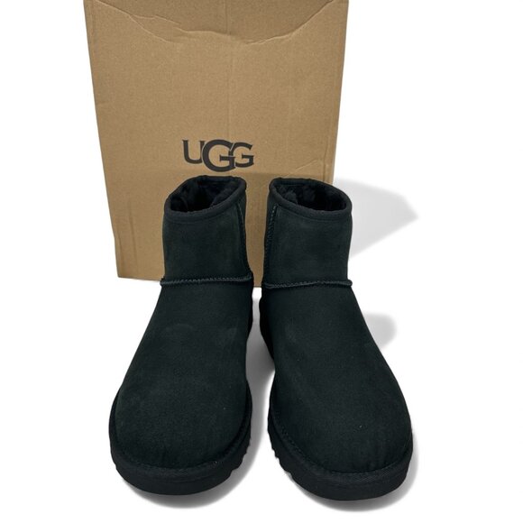 UGG Classic Mini II Boots Women’s Black Sheepskin Suede Winter Ankle Boots - Picture 8 of 15